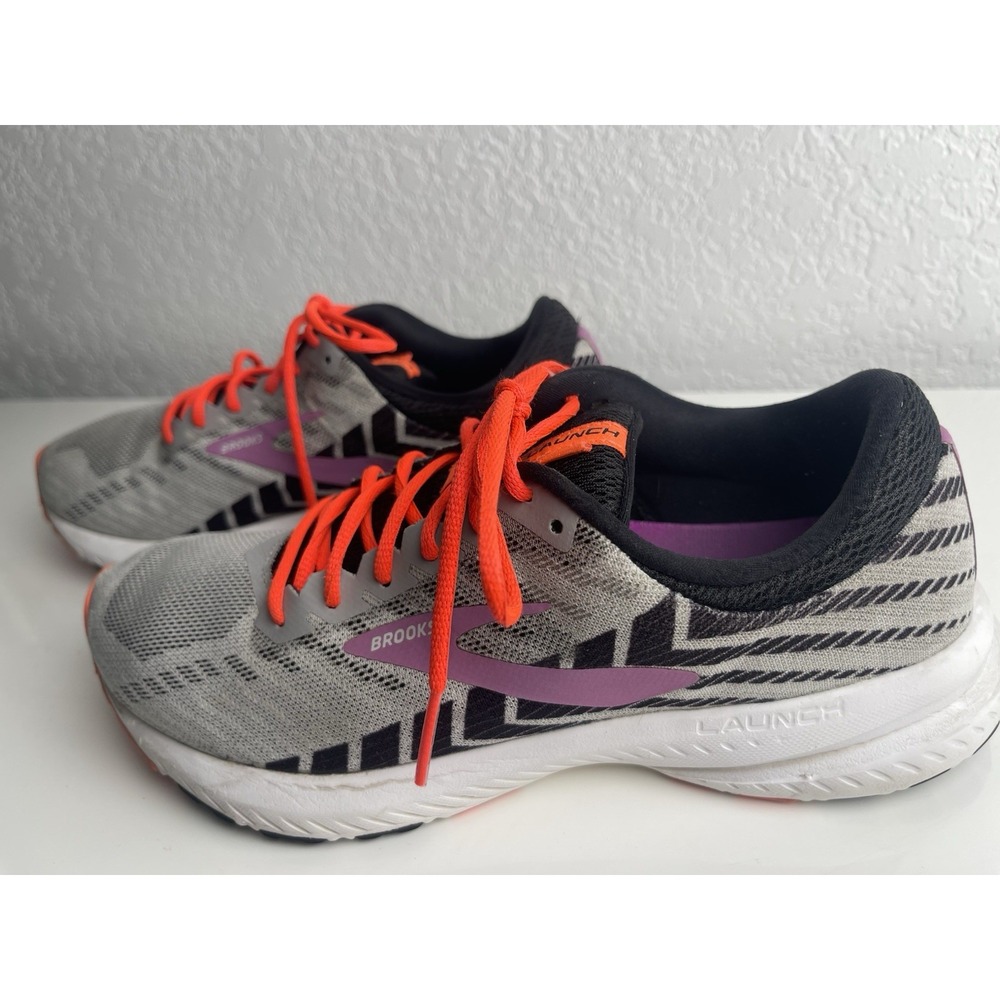 Brooks Launch 6 Womens 9D Running Shoes Gray/Purple/Black
